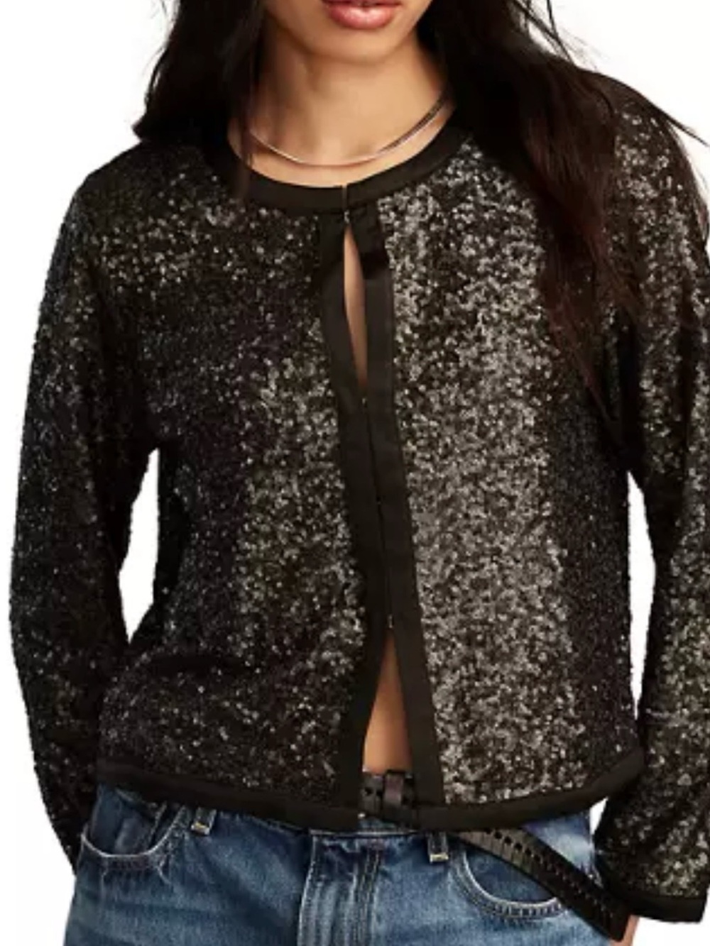 Lucky Brand Black Sequin Blazer Jacket